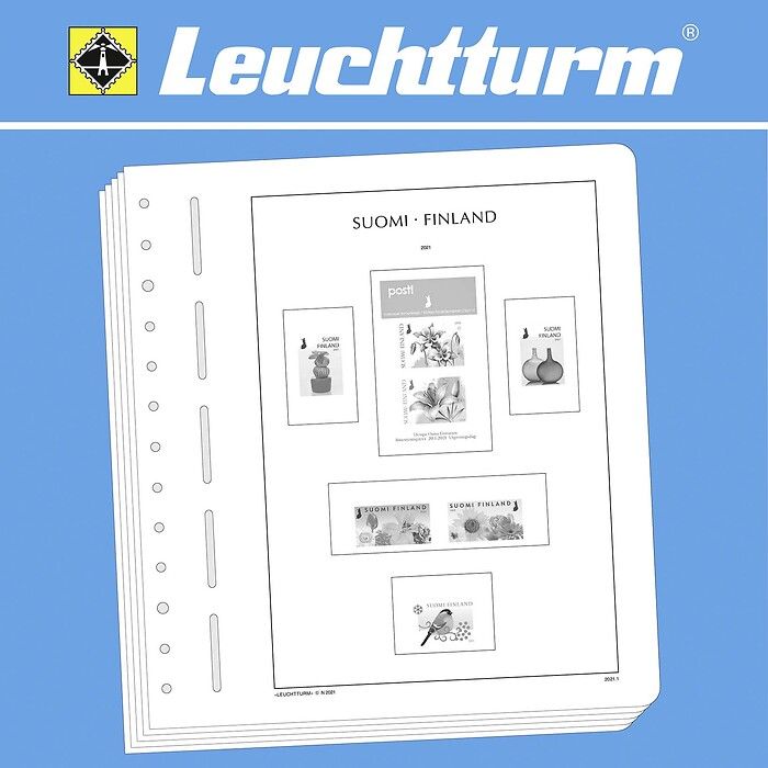 Leuchtturm Lighthouse förtryckta insticksblad för finska frimärken med transparenta fickor