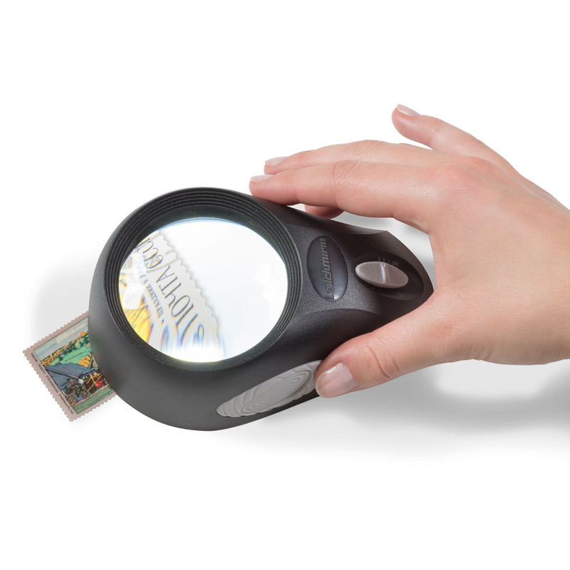Suurennuslasi BULLAUGE, jossa 5-kertainen suurennus, 6 LED-valoa, 3 kirkkausasetusta